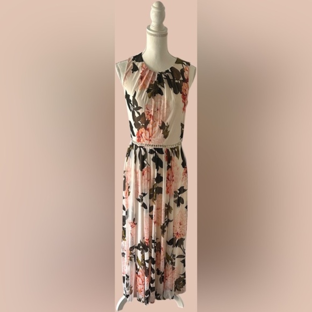 Enfocus Studio Pink and Black Floral Maxi Dress